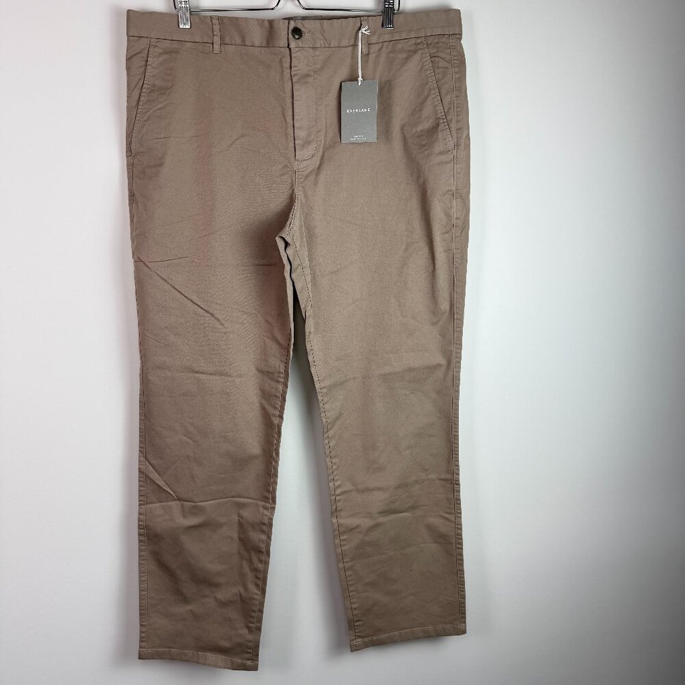 Everlane Men Straight Leg Cotton Blend Office Smart Casual Pants Khaki 40x32